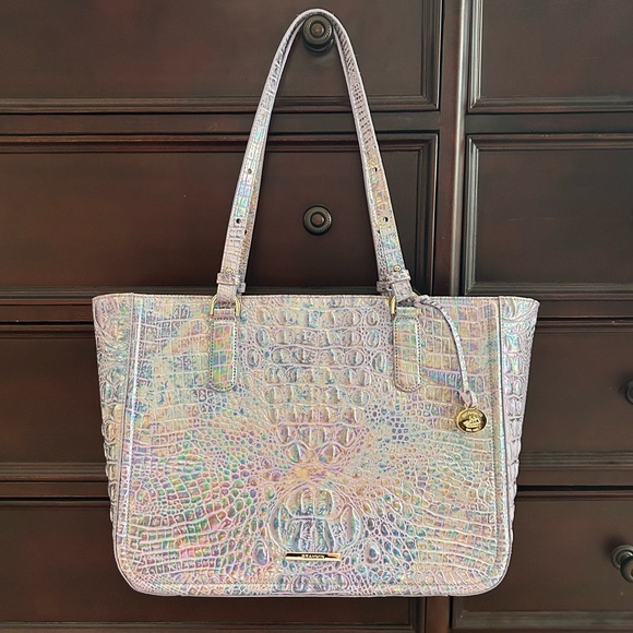 Iridescent Brahmin Ashlee Violet Wonderland Melbourne large leather tote bag 💜 - Picture 2 of 16